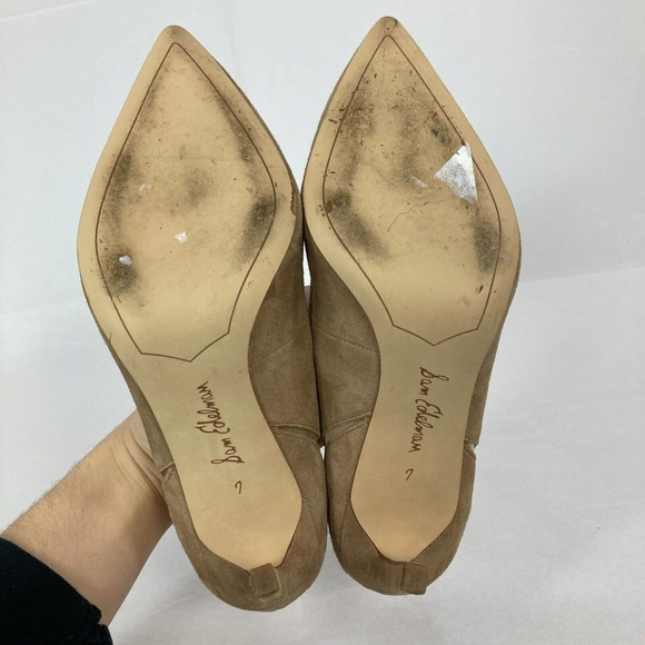 Sam Edelman Shoes Womens Sz 7 Beige Suede Leather Mesh Cutout Pointed Toe Heels - Picture 5 of 7